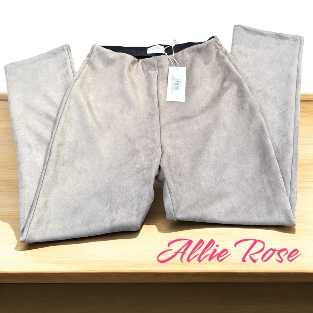 Allie Rose-NWT medium moleskin feel pants. Light olive/grayish. Elastic&side zip - Picture 4 of 11
